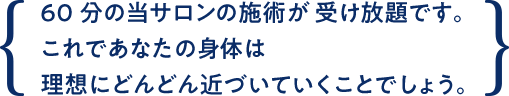 60分の当サロンの施術が受け放題です。